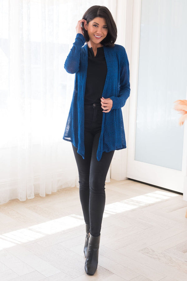 Royal blue clearance cardigan outfit