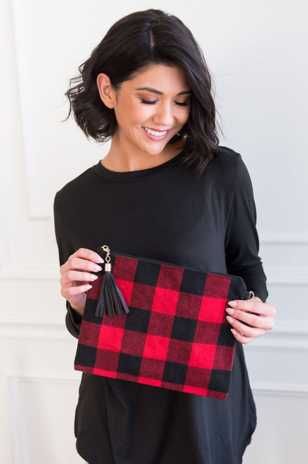 Red 2025 plaid clutch