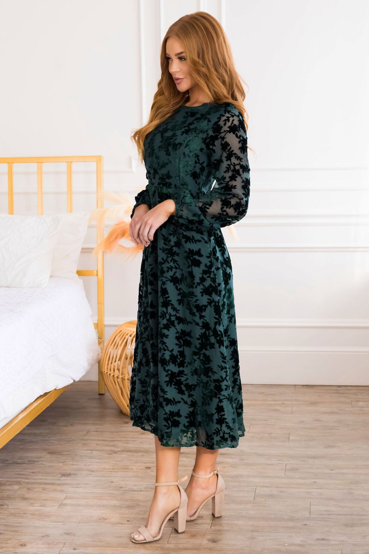 The Zarina Modest Velvet Detail Dress