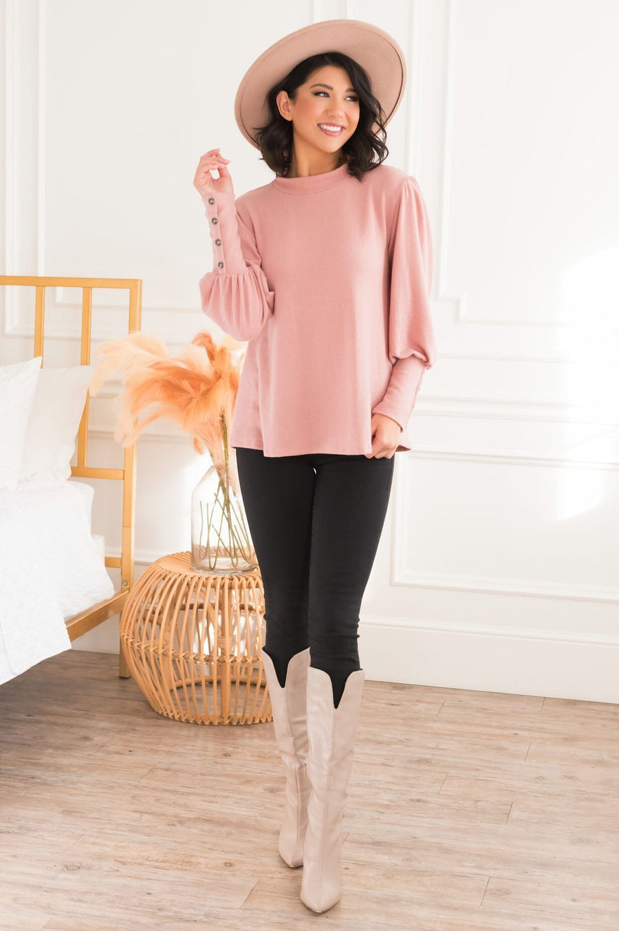 Warm Soft & Sophisticated Button Sleeve Sweater Tops vendor-unknown 