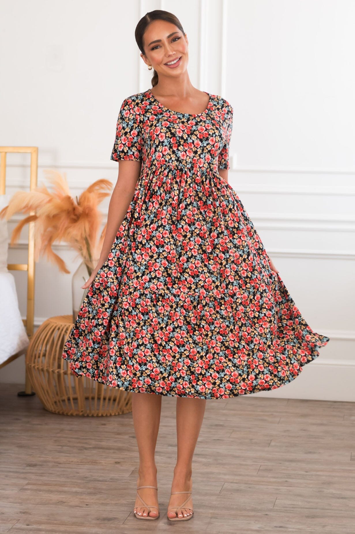 Modest floral cheap dresses