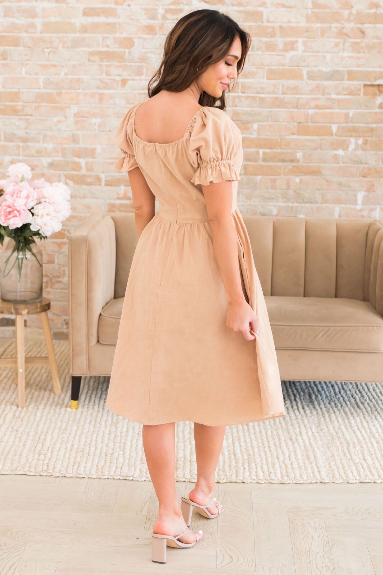 The Neve Modest Neutral Taupe Dress - NeeSee's Dresses