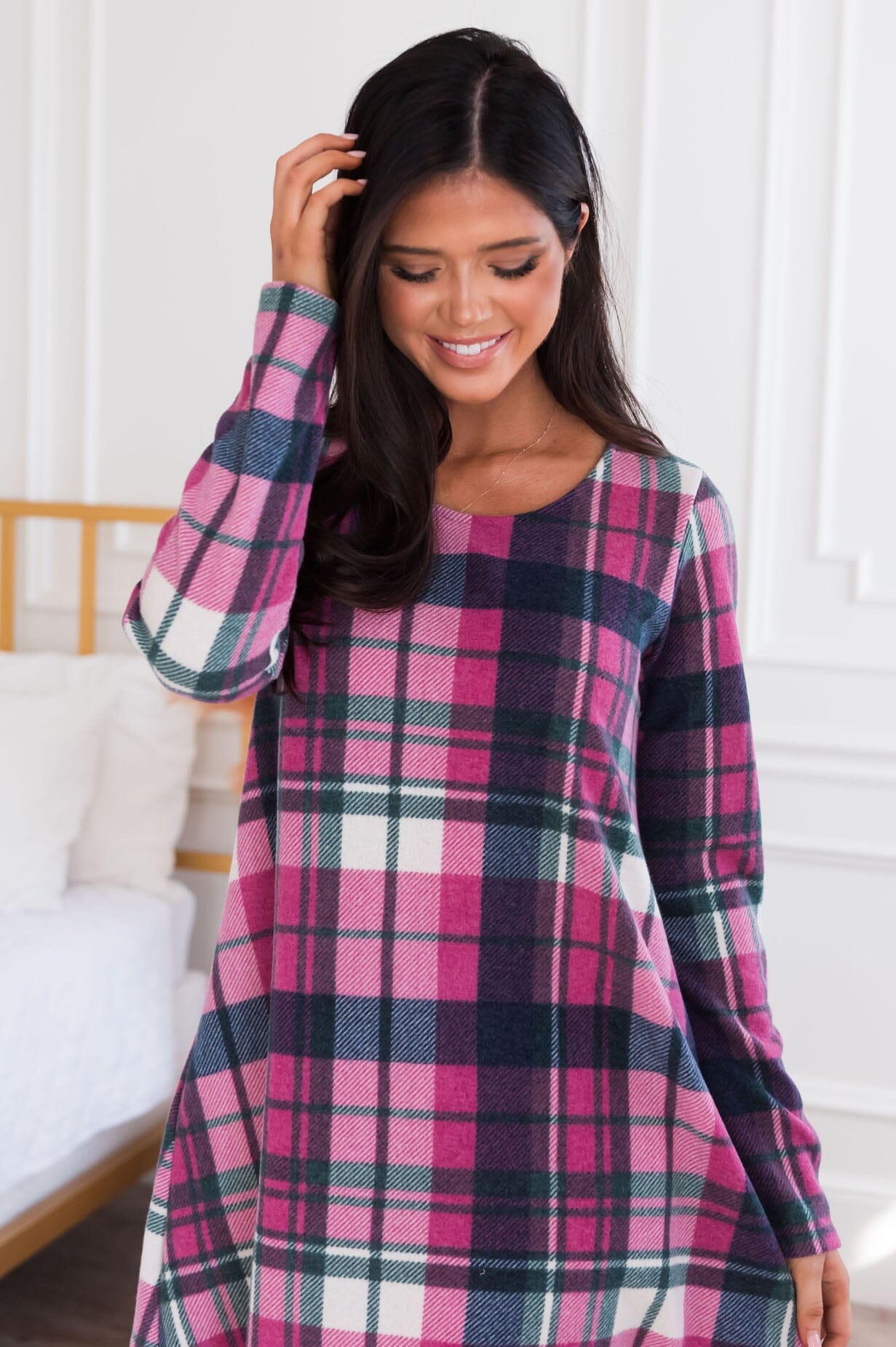 Pink 2025 plaid dresses