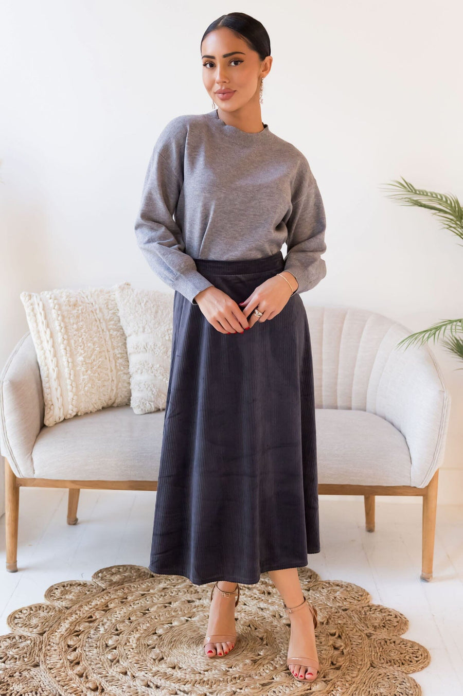 Smooth As Velvet Cord Skirt Skirts vendor-unknown 