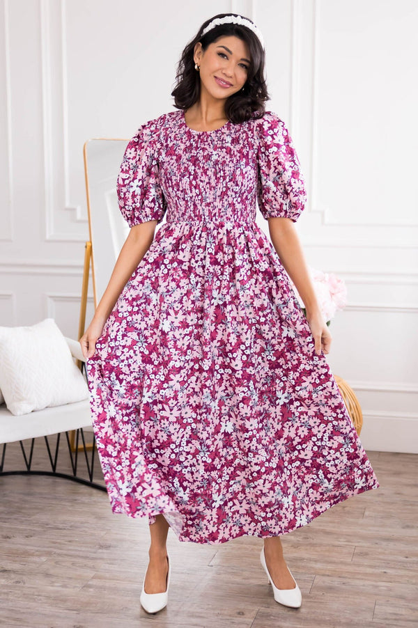 The Edaline Modest Floral Dress