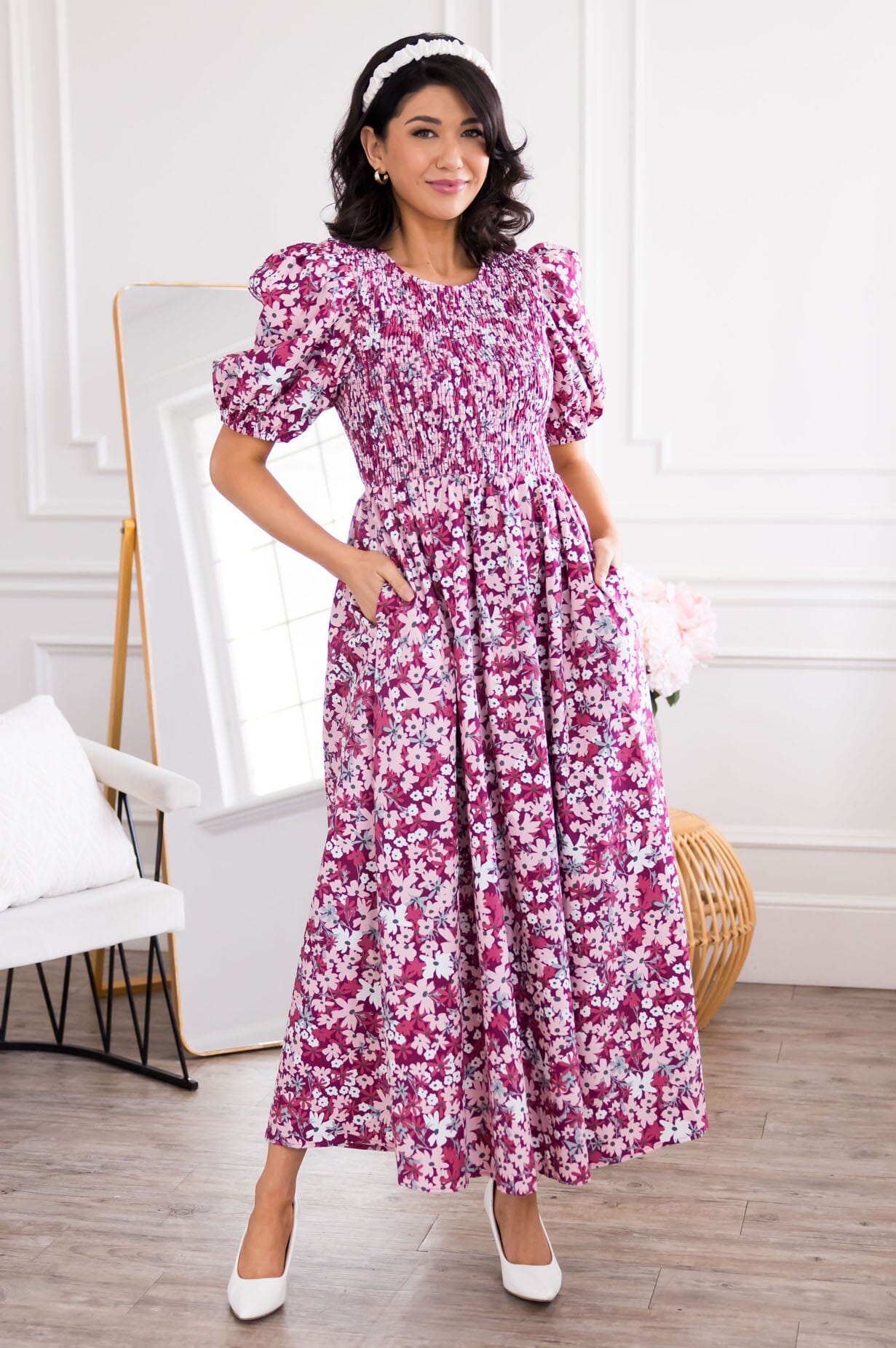 The Edaline Modest Floral Dress