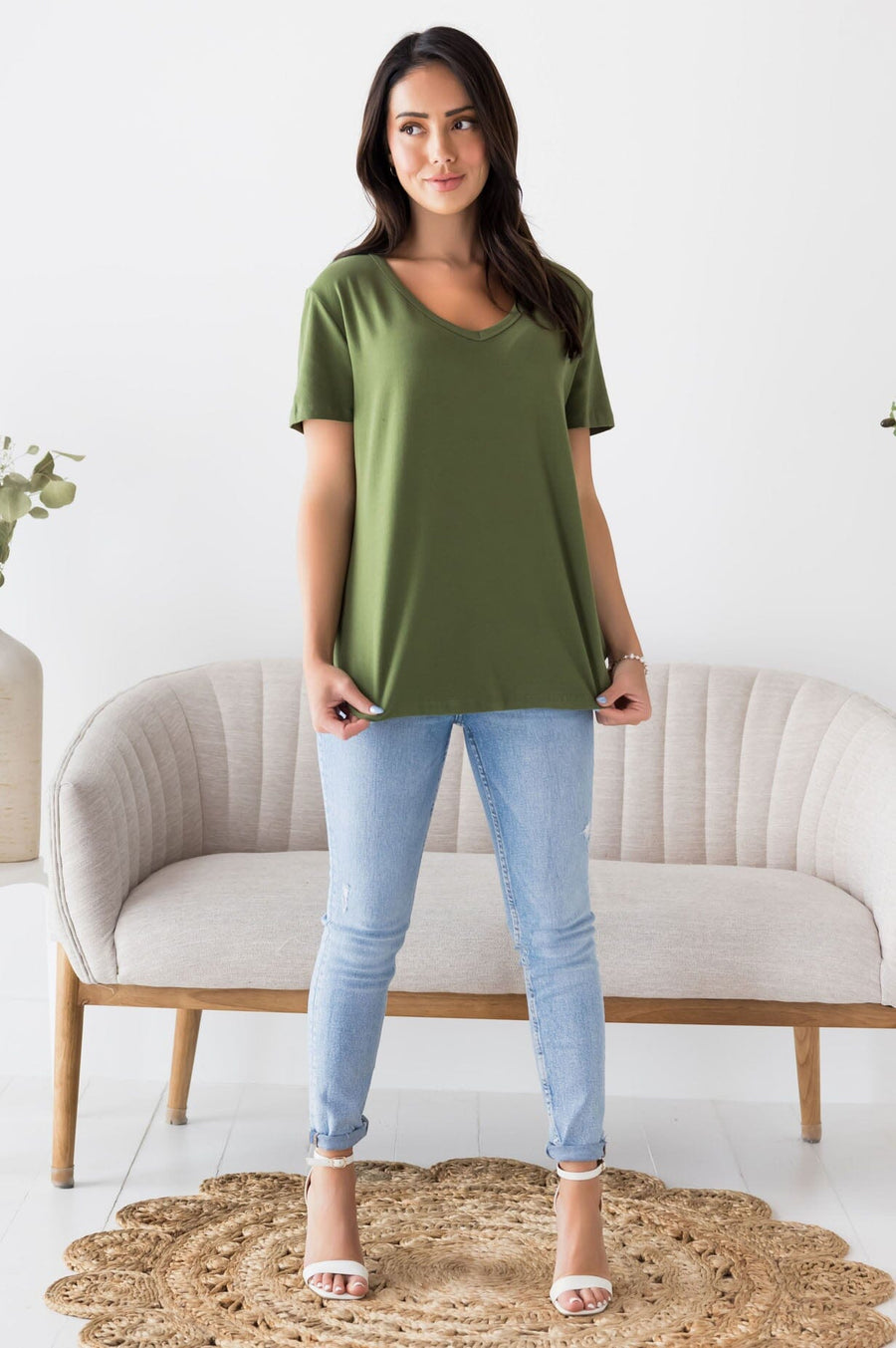 Not Just Basic V-Neck Tee NeeSee's Dresses 