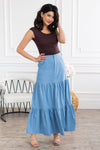 The Fiesta Denim Tiered Skirt Modest Dresses vendor-unknown