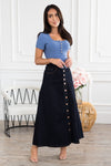 The Cantina Denim Button Skirt Modest Dresses vendor-unknown