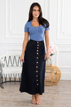 The Cantina Denim Button Skirt Modest Dresses vendor-unknown