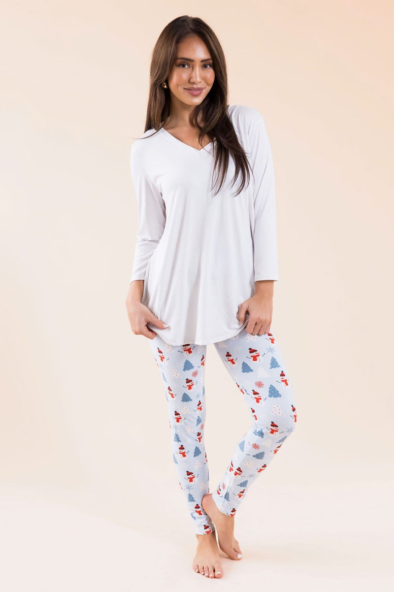Trees & Snowmen Christmas Leggings, Affordable Trendy and Modest Clothing