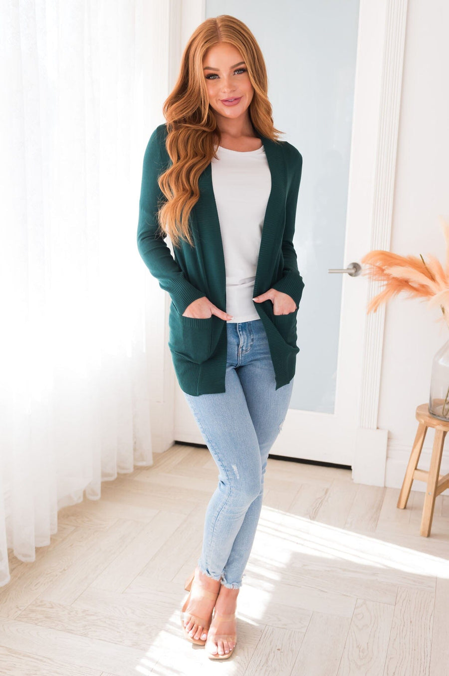 Long Distance Modest Pocket Cardigan Tops vendor-unknown 