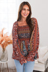 A Lot Of Love Modest Peplum Blouse Tops vendor-unknown