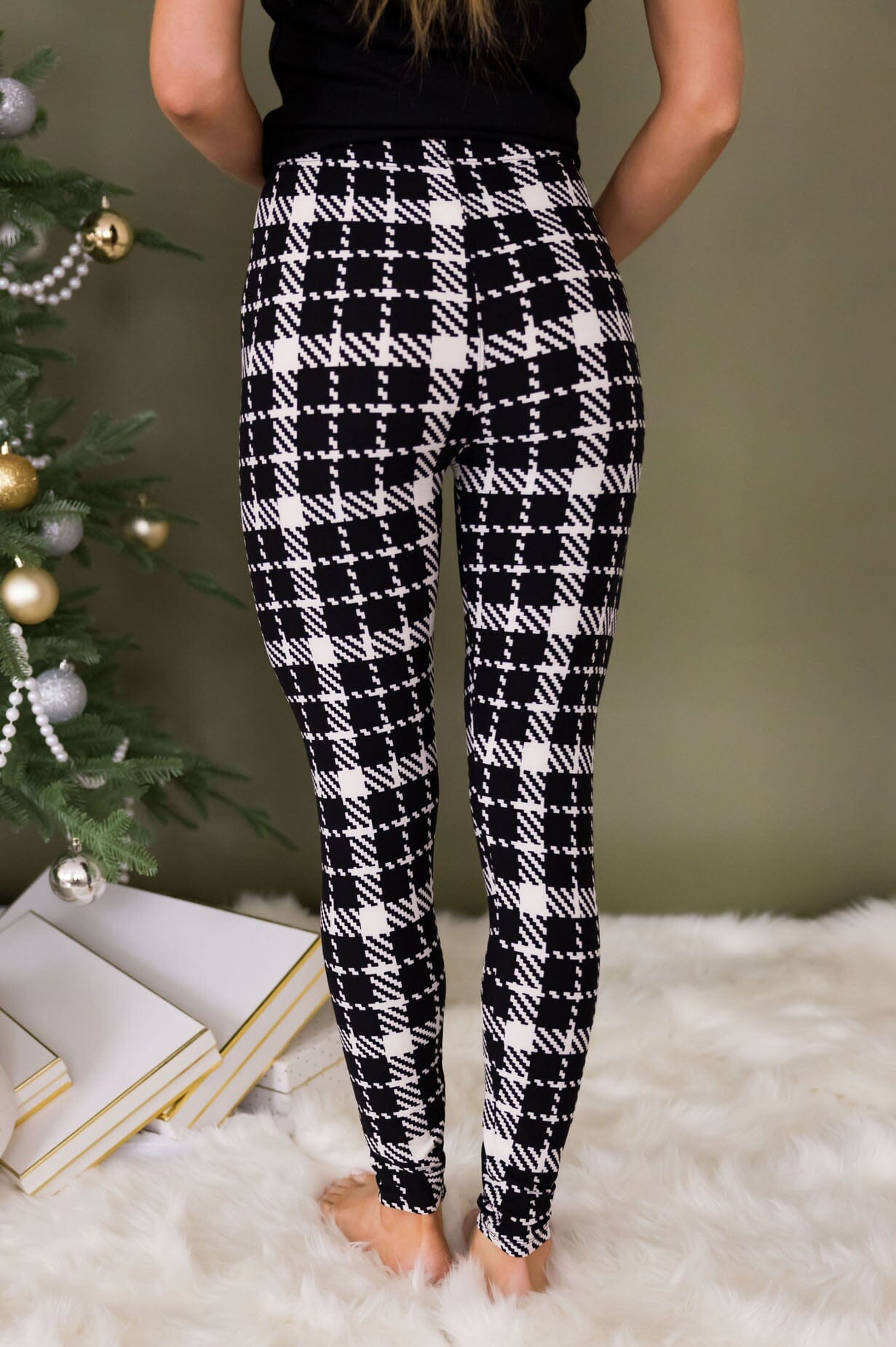 YOURS Plus Size Black & Red Check Print Leggings | Yours Clothing