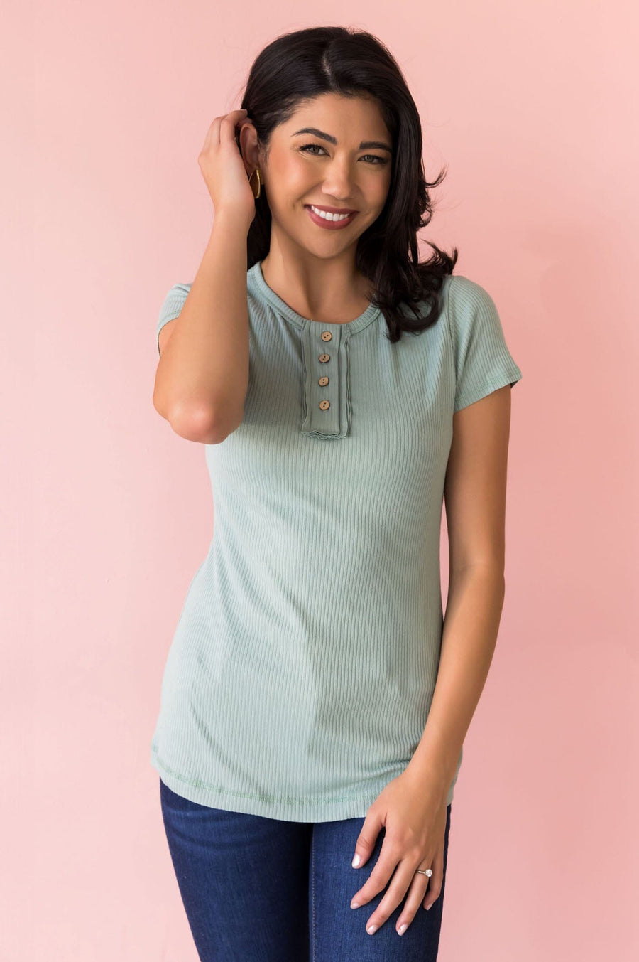 Casual Adventurer Modest Henley Top