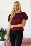 Joyous Puff Sleeve Blouse Tops vendor-unknown