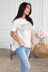 Patriotic Daisy Flag Graphic Tee Modest Dresses vendor-unknown