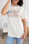 Patriotic Daisy Flag Graphic Tee Modest Dresses vendor-unknown