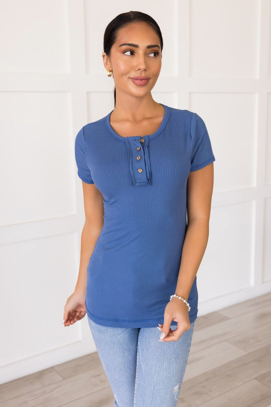 Casual Adventurer Modest Henley Top NeeSee's Dresses 