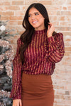 Stunning Shimmer Sequin Blouse Modest Dresses vendor-unknown