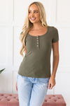 Sunday Stroll Ribbed Henley Tops vendor-unknown