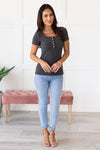 Sunday Stroll Ribbed Henley Tops vendor-unknown