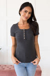 Sunday Stroll Ribbed Henley Tops vendor-unknown