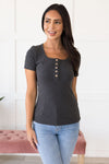 Sunday Stroll Ribbed Henley Tops vendor-unknown 