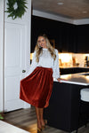 Rich & Velvety Pleated Midi Skirt