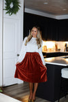 Rich & Velvety Pleated Midi Skirt