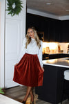 Rich & Velvety Pleated Midi Skirt