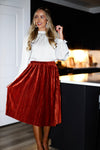 Rich & Velvety Pleated Midi Skirt