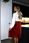 Rich & Velvety Pleated Midi Skirt