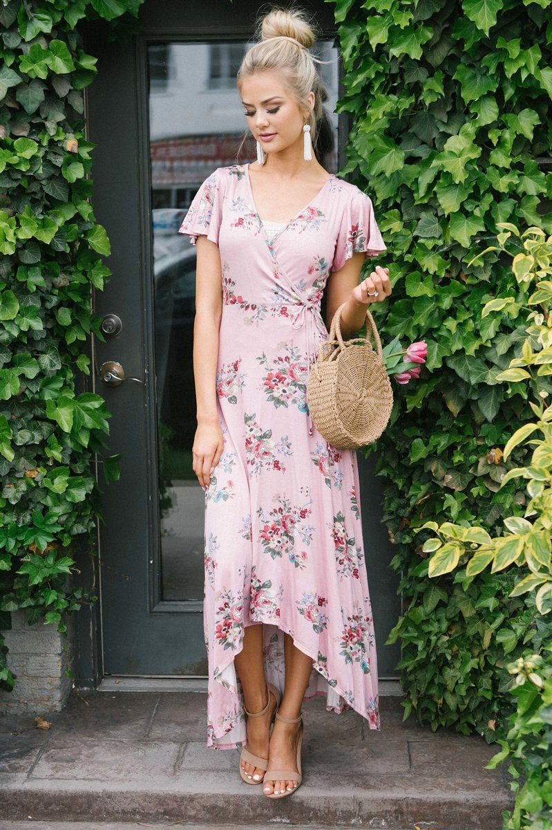 The Alessandra Modest Dresses vendor-unknown Dusty Pink Floral S 