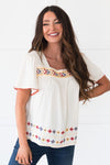 Forgetful Heart Embroidered Modest Blouse Tops vendor-unknown