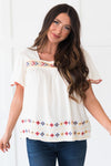 Forgetful Heart Embroidered Modest Blouse Tops vendor-unknown