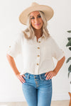 Always Happy Modest Button Blouse Tops vendor-unknown 