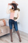 Cozy Colorblock Modest Sweater Tops vendor-unknown