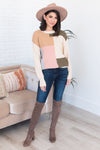 Cozy Colorblock Modest Sweater Tops vendor-unknown