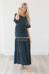 Polka Dot Flutter Sleeve Tiered Maxi Dress Modest Dresses vendor-unknown Navy S