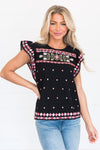 More Than Words Aztec Embroidered Blouse Tops vendor-unknown