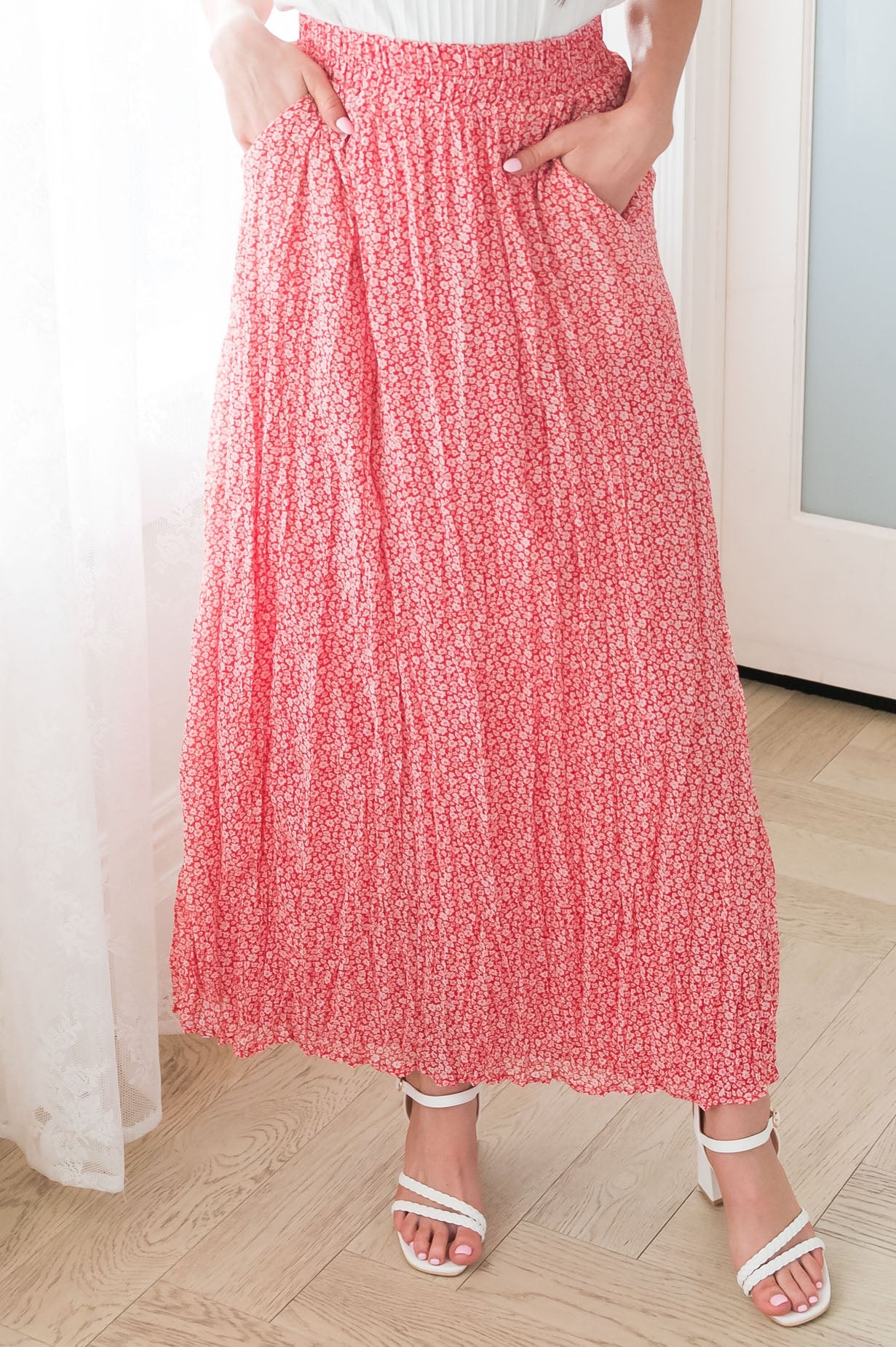 Ditzy Floral Textured Maxi Skirt