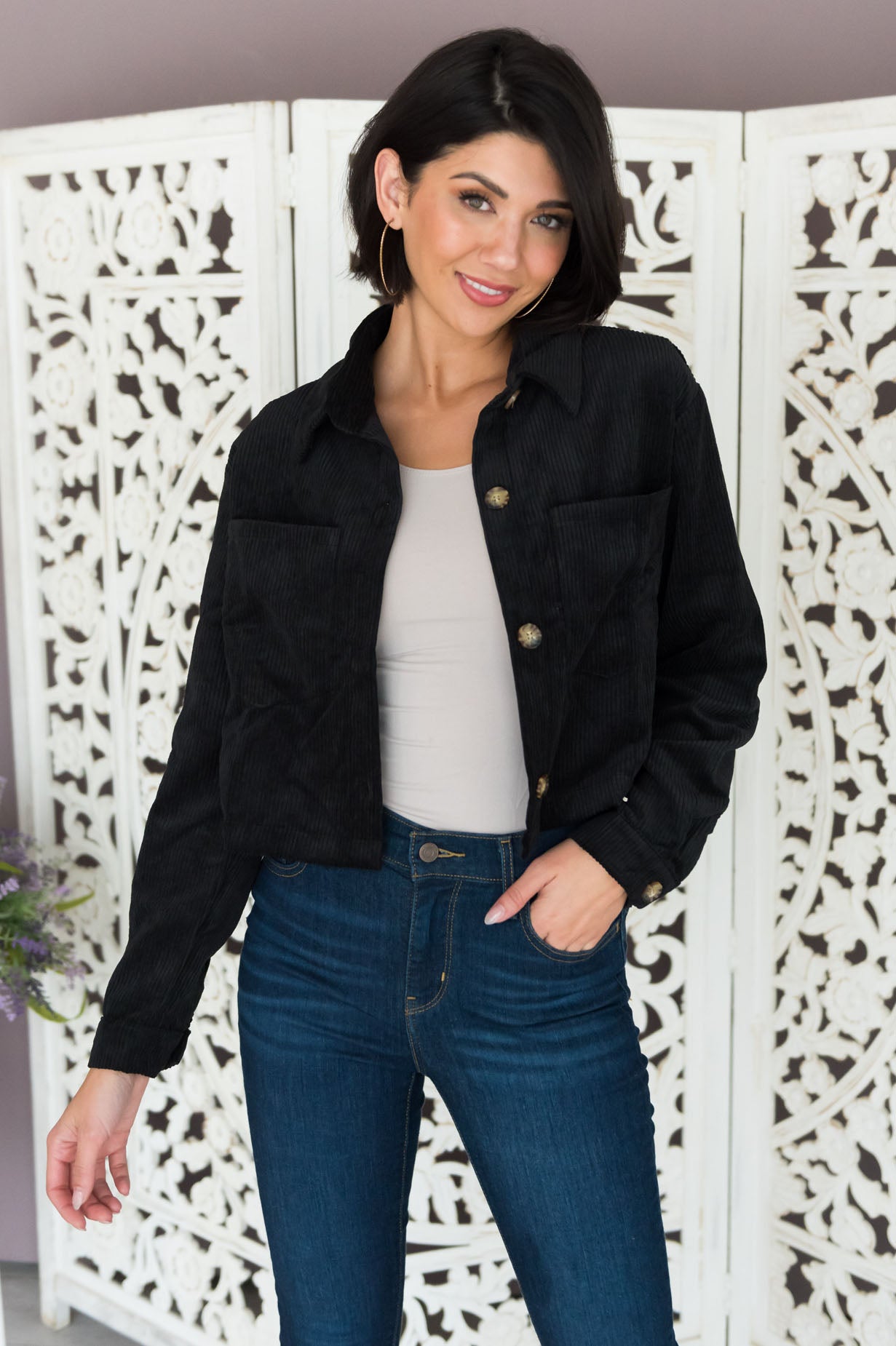 Black corduroy clearance jacket outfit