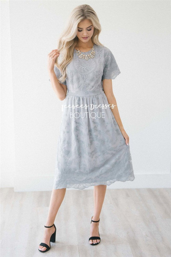 Gray Lace Floral Sundress Modest Dress | Best Online Modest Boutique ...