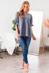 Drift Away Embroidered Modest Blouse Tops vendor-unknown