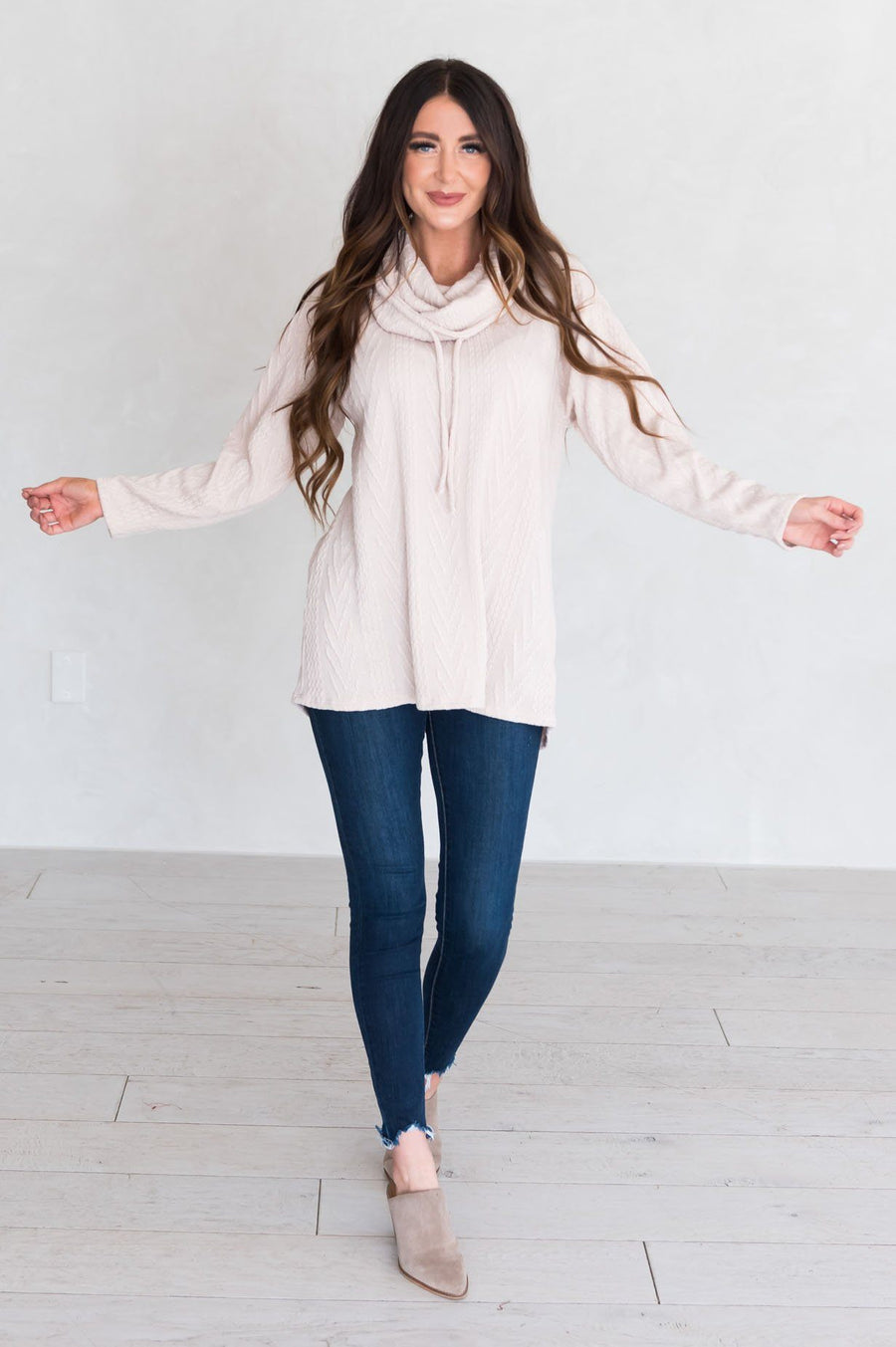 Sweater Weather Modest Hoodie Tops vendor-unknown 