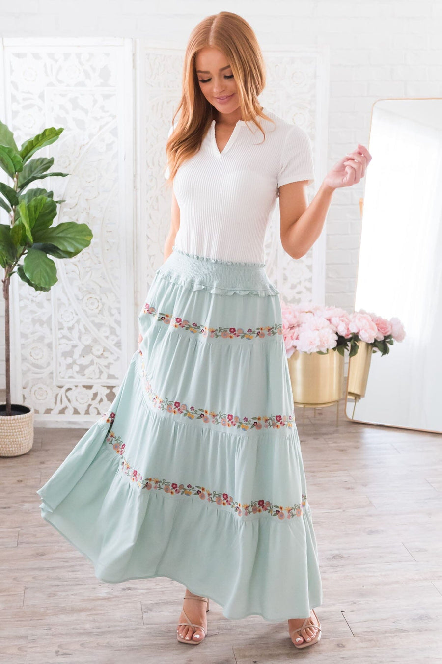 Sway My Way Modest Tiered Skirt Skirts vendor-unknown 