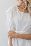 Embroidered Peplum Ruffle Sleeve Top Tops vendor-unknown