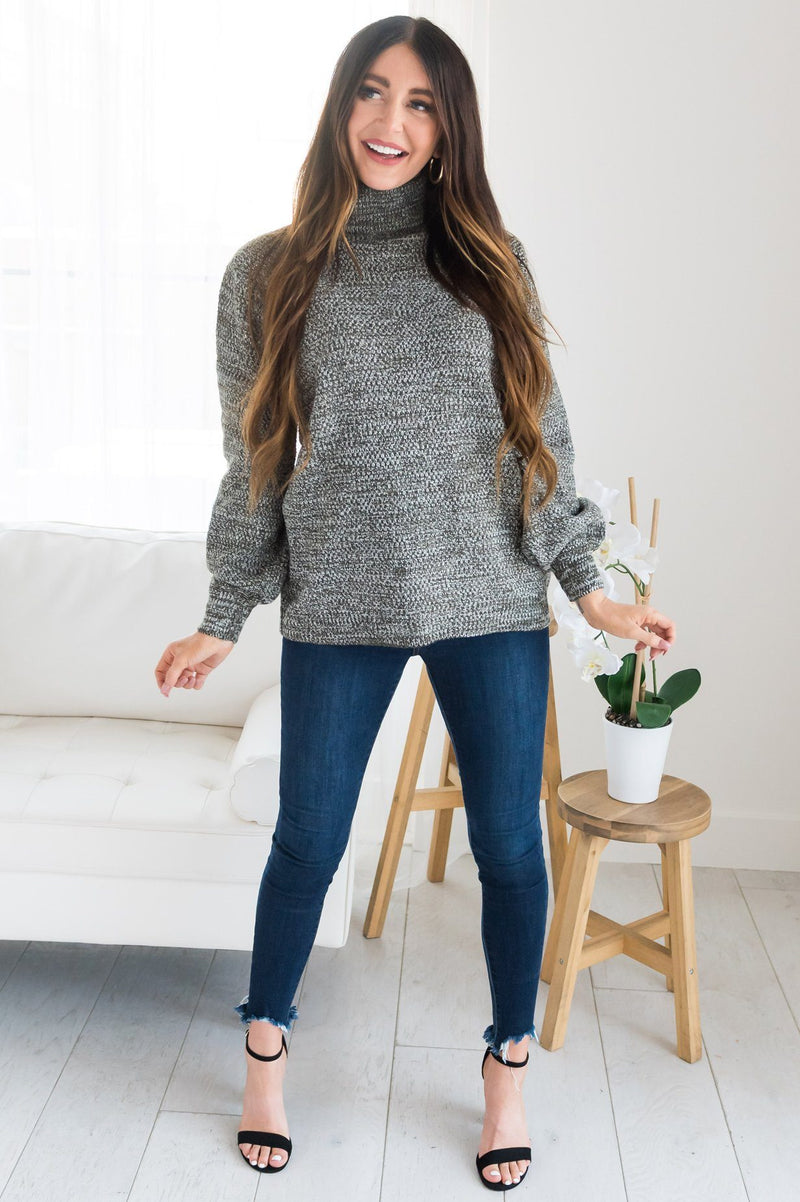 Olivia Ribbed Knitted Sweater - Dusty Blue