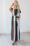 The Leanna Modest Dresses vendor-unknown Multi Colored Stripes S 